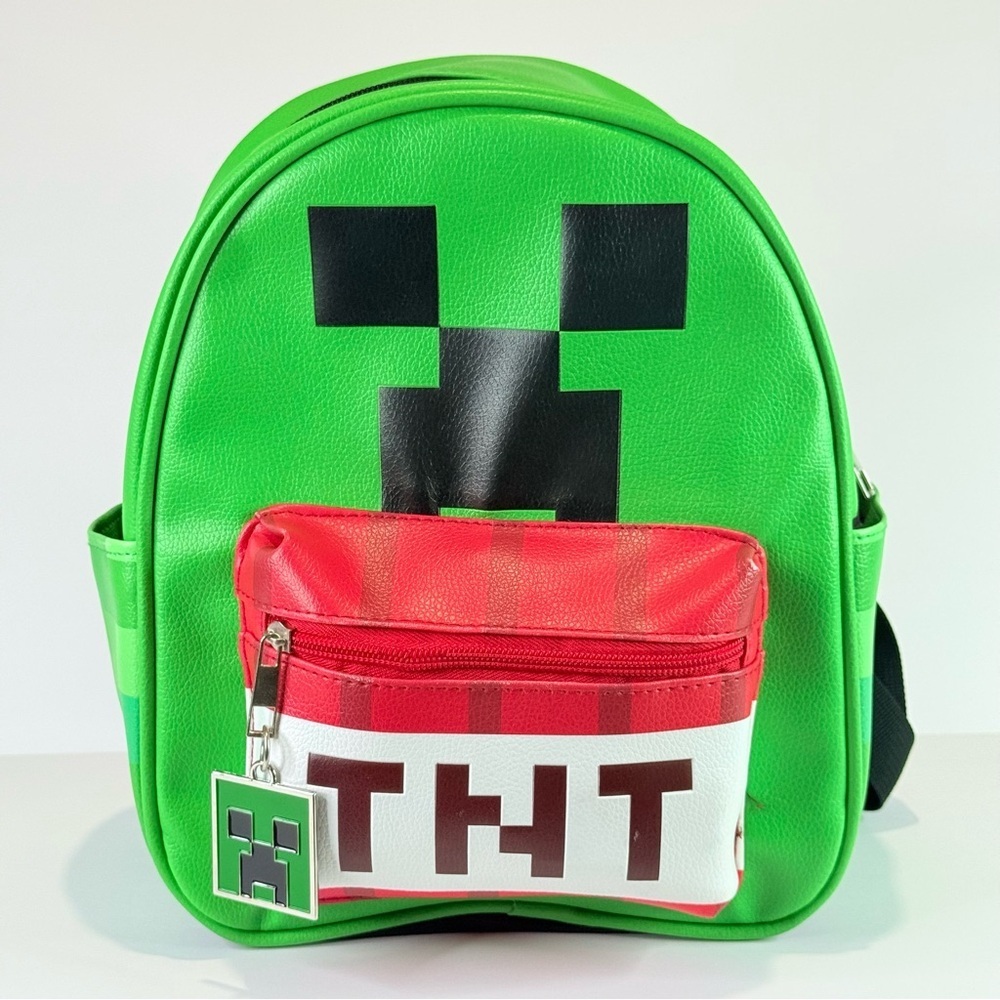 Minecraft Creeper TNT Mini Dome Backpack Charm Zippers 11x9x4.5 in Collectible